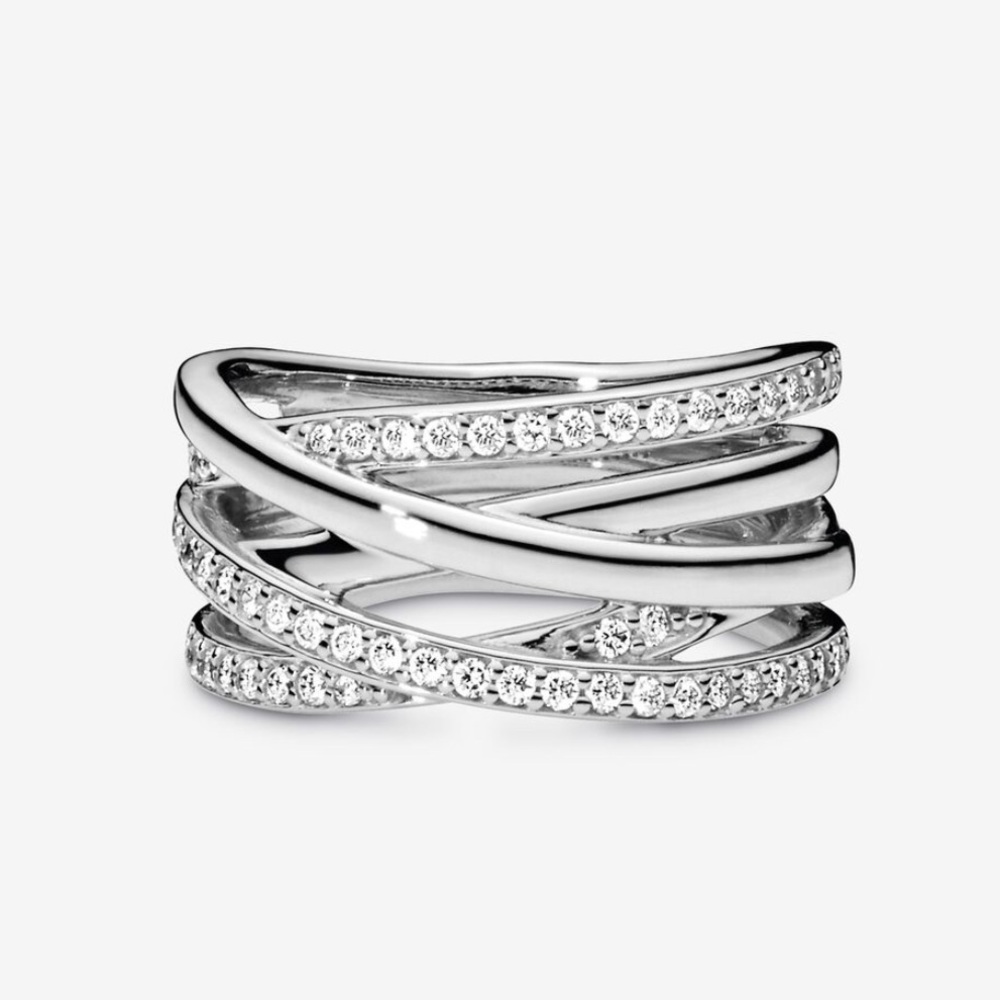 Authentic Pandora Sparkling & Polished Lines Ring
